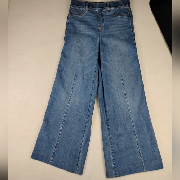 Spanx Pull On Wide Leg Jeans In Medium Wash Size Woman's Large - Picture 3 of 8